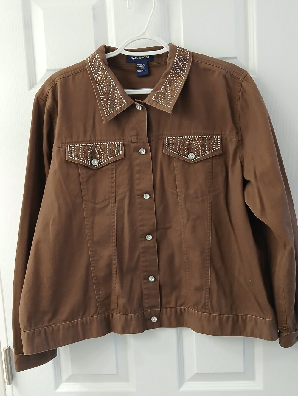 SML Sports Chocolate Brown Cotton Jacket – XXL – CZ‑Style Buttons